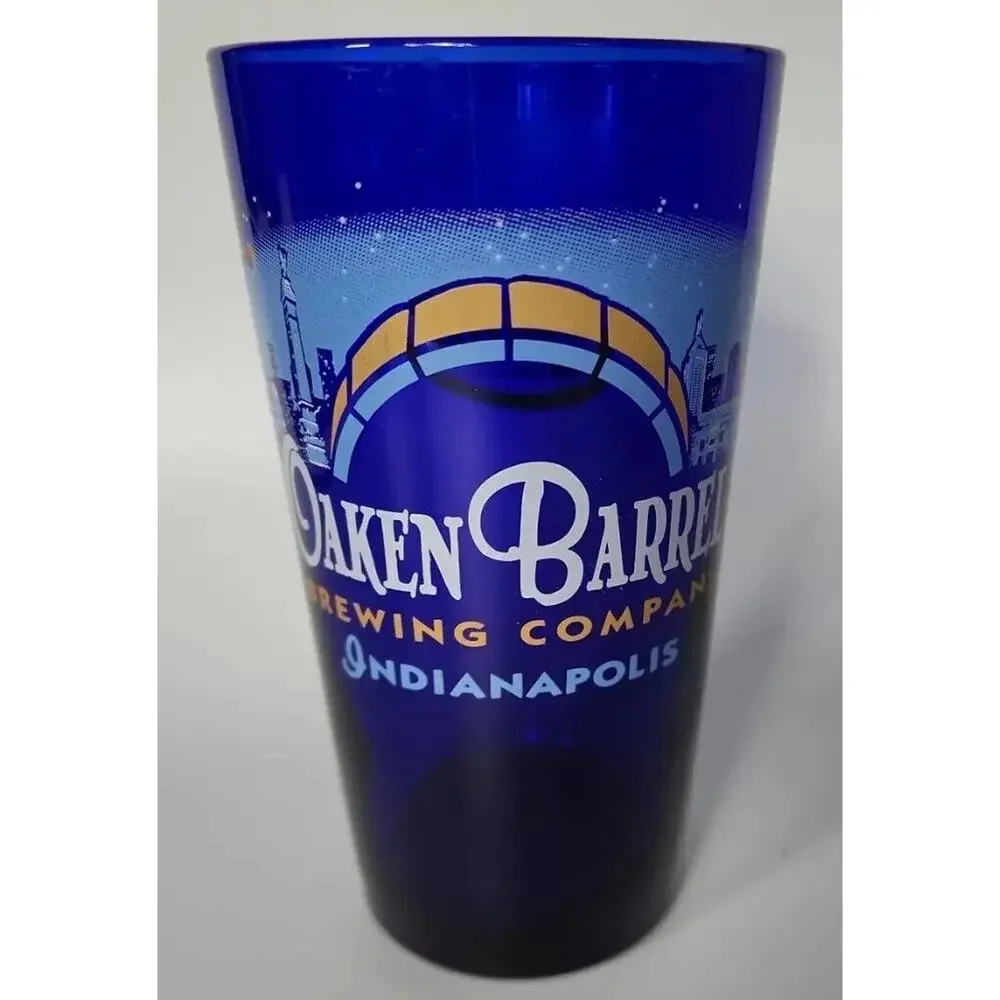 Oaken Barrel Brewing 2000 Collector's Blue Pint Beer Glass Indianapolis‎ U94